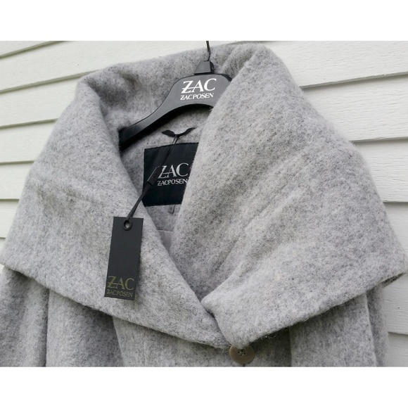 ZAC Zac Posen Camilla Wrap Coat in Grey NWT $595 - Picture 3 of 8